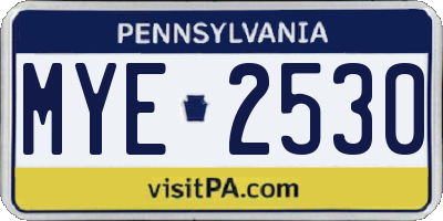 PA license plate MYE2530