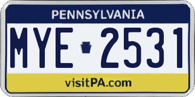 PA license plate MYE2531