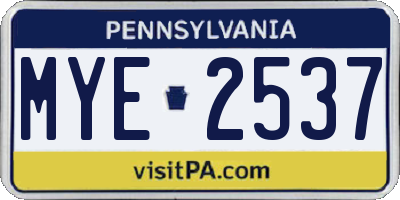 PA license plate MYE2537
