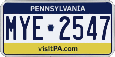 PA license plate MYE2547