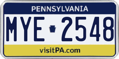 PA license plate MYE2548