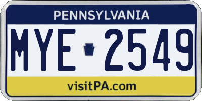 PA license plate MYE2549