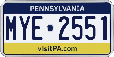 PA license plate MYE2551