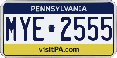 PA license plate MYE2555