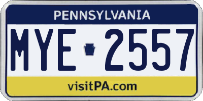 PA license plate MYE2557