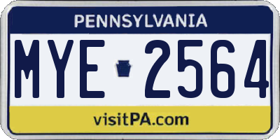 PA license plate MYE2564