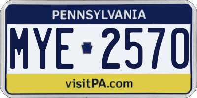 PA license plate MYE2570