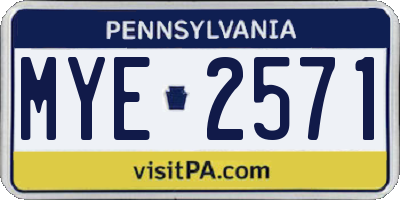 PA license plate MYE2571