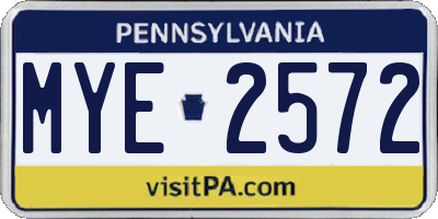 PA license plate MYE2572