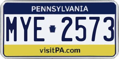 PA license plate MYE2573
