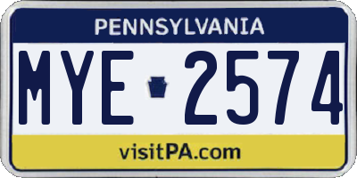 PA license plate MYE2574