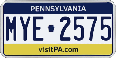 PA license plate MYE2575