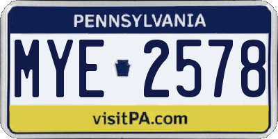 PA license plate MYE2578