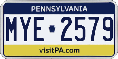 PA license plate MYE2579