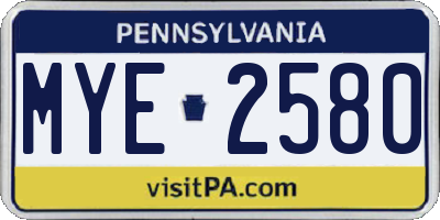 PA license plate MYE2580
