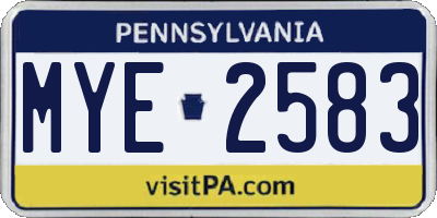 PA license plate MYE2583