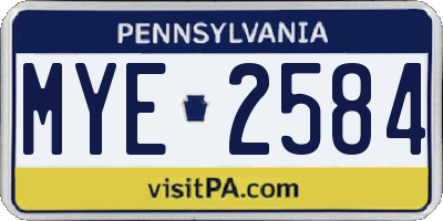 PA license plate MYE2584