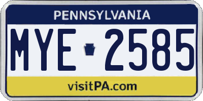 PA license plate MYE2585