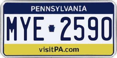 PA license plate MYE2590