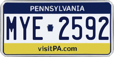 PA license plate MYE2592