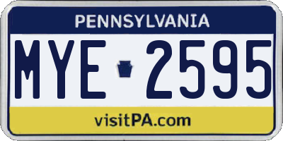 PA license plate MYE2595