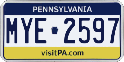 PA license plate MYE2597