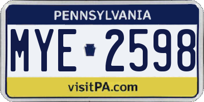PA license plate MYE2598