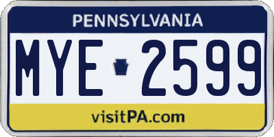 PA license plate MYE2599
