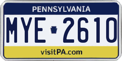 PA license plate MYE2610