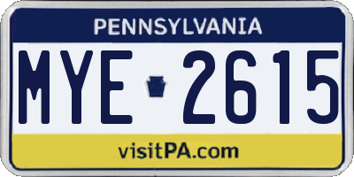 PA license plate MYE2615