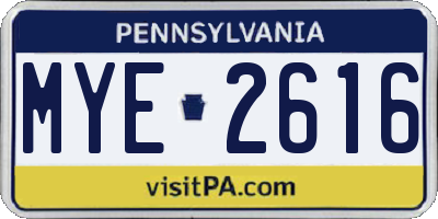 PA license plate MYE2616