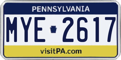 PA license plate MYE2617