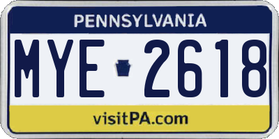 PA license plate MYE2618