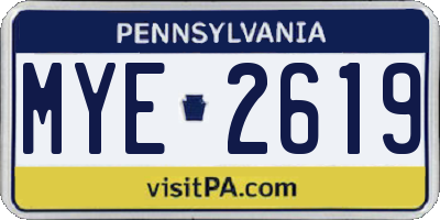 PA license plate MYE2619