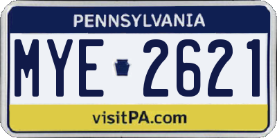 PA license plate MYE2621