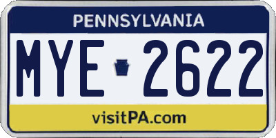 PA license plate MYE2622