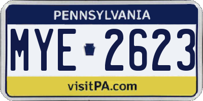 PA license plate MYE2623