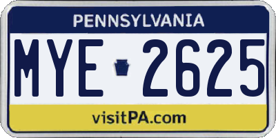 PA license plate MYE2625