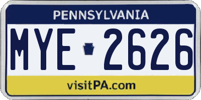 PA license plate MYE2626