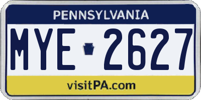 PA license plate MYE2627