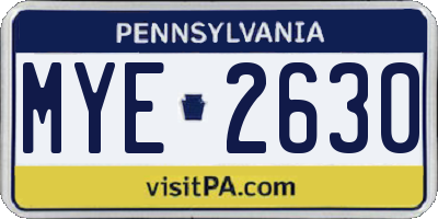 PA license plate MYE2630