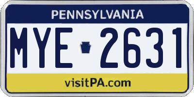 PA license plate MYE2631