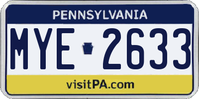 PA license plate MYE2633
