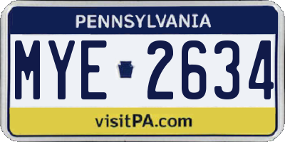 PA license plate MYE2634