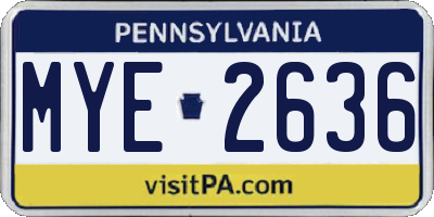 PA license plate MYE2636