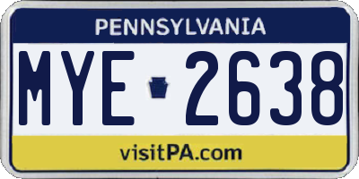 PA license plate MYE2638