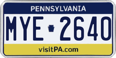 PA license plate MYE2640