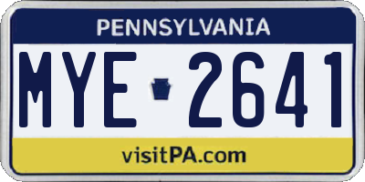 PA license plate MYE2641