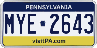 PA license plate MYE2643