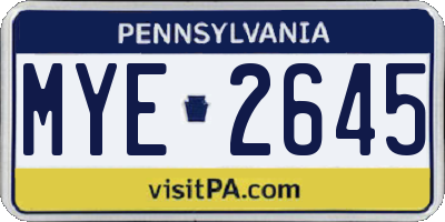 PA license plate MYE2645